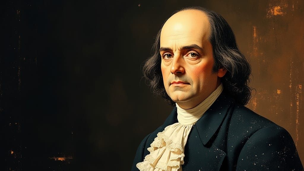 Cinematic Portrait of Benjamin Franklin in 18th-Century Atti...