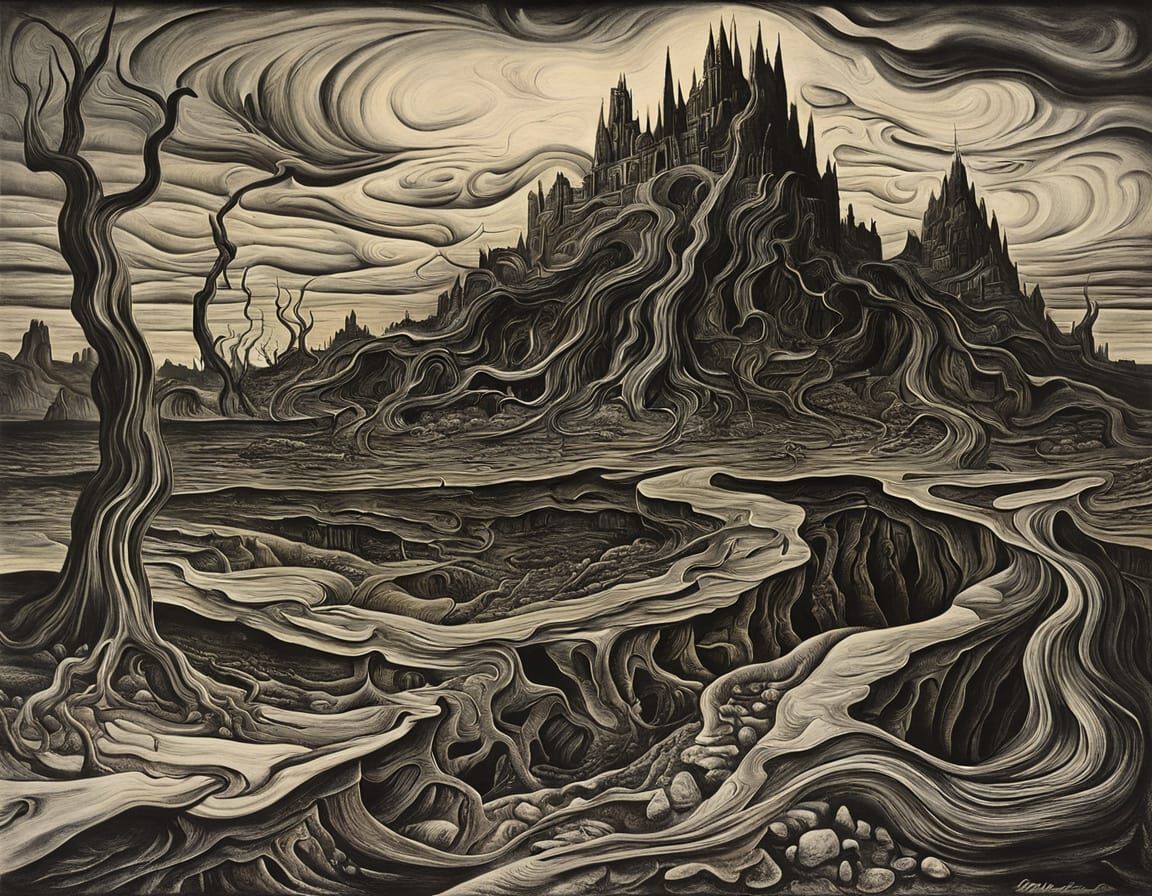 Surreal Exhausted Landscape in Otto Dix Style