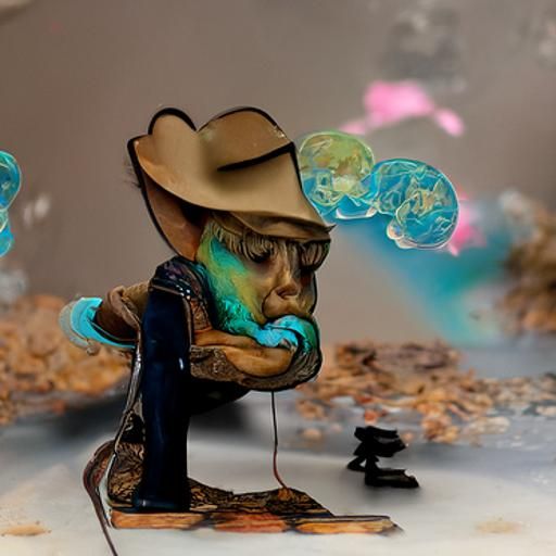 Cowboy in Thought Bubble: 3D Mixed Media