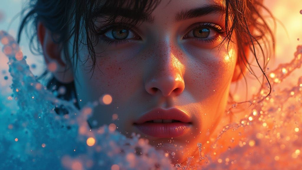 Detailed Splash Art Concept of a Colorful Face