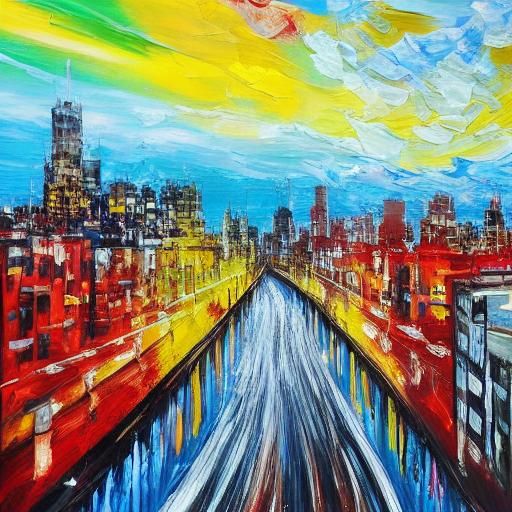 Vivid Pop Art Cityscape at Dusk in 8K