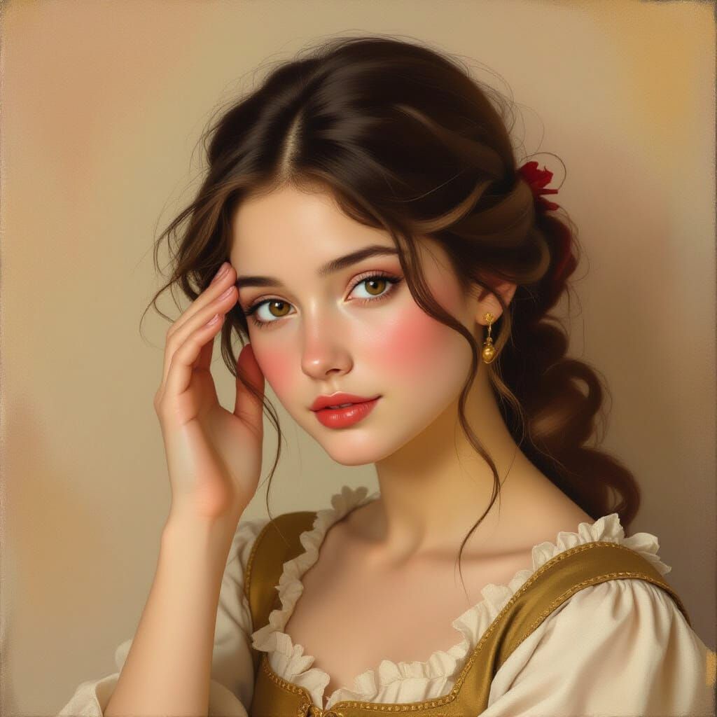 Shy Woman's Melancholy Realization in Soft Light