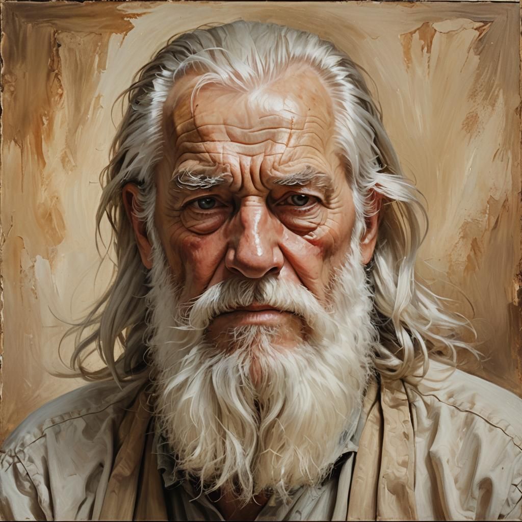Elderly Man Portrait in Oil Painting Style