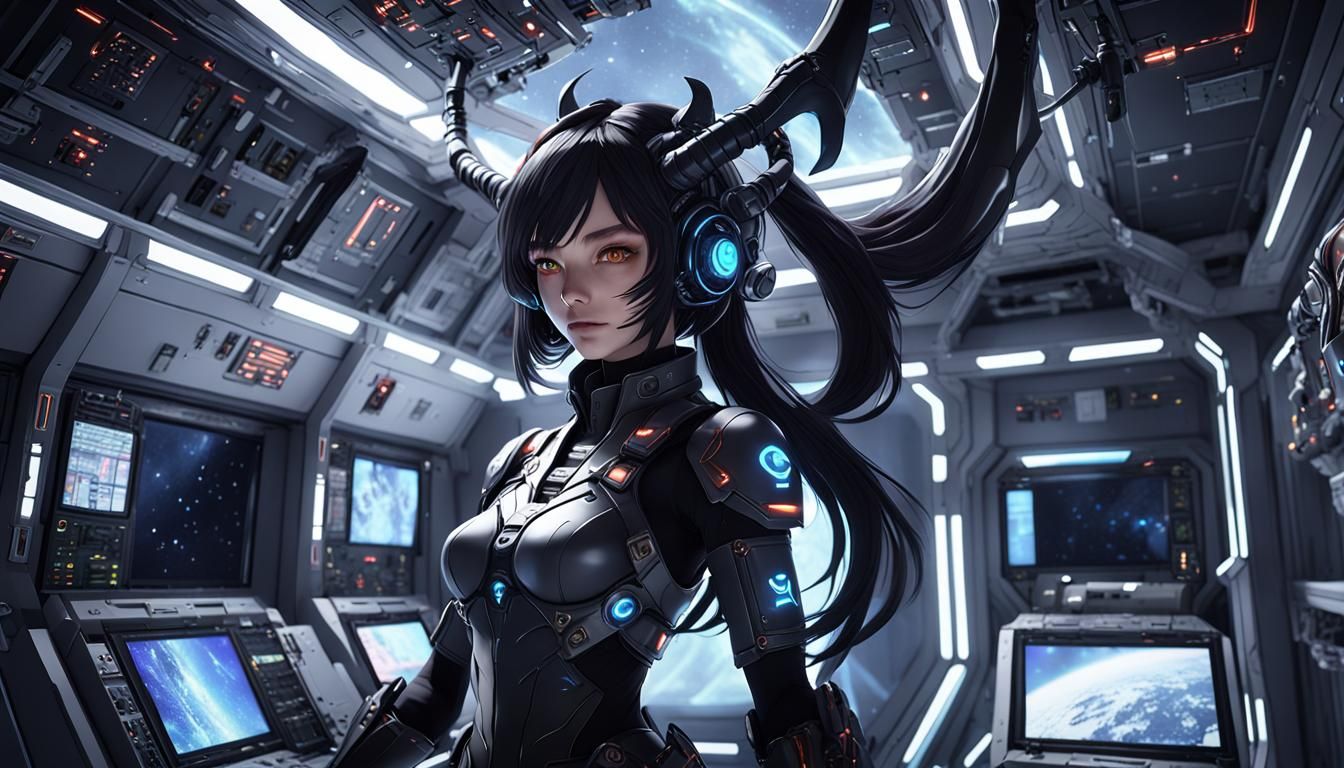 Anime Space Demon Controls Shadows in 3D Art