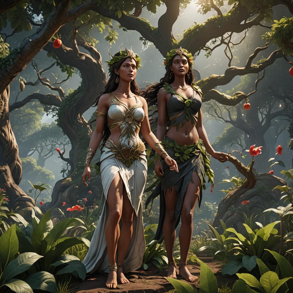 Lilith and Eve in Eden: 3D Cinematic Render