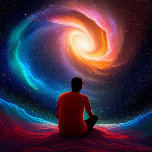 Cosmic Starscape: Father and Son Gaze in Wonder