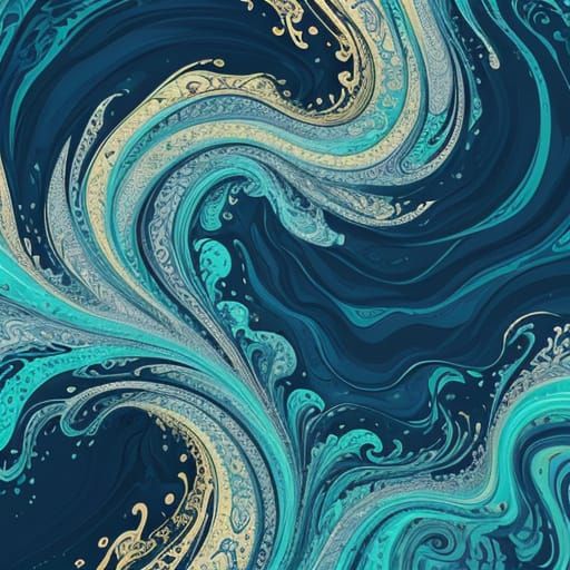 Abstract Lighthouse Amidst Flowing Ocean Waves