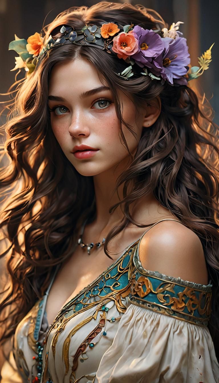 Mystical Woman Portrait in Hyperdetailed Style