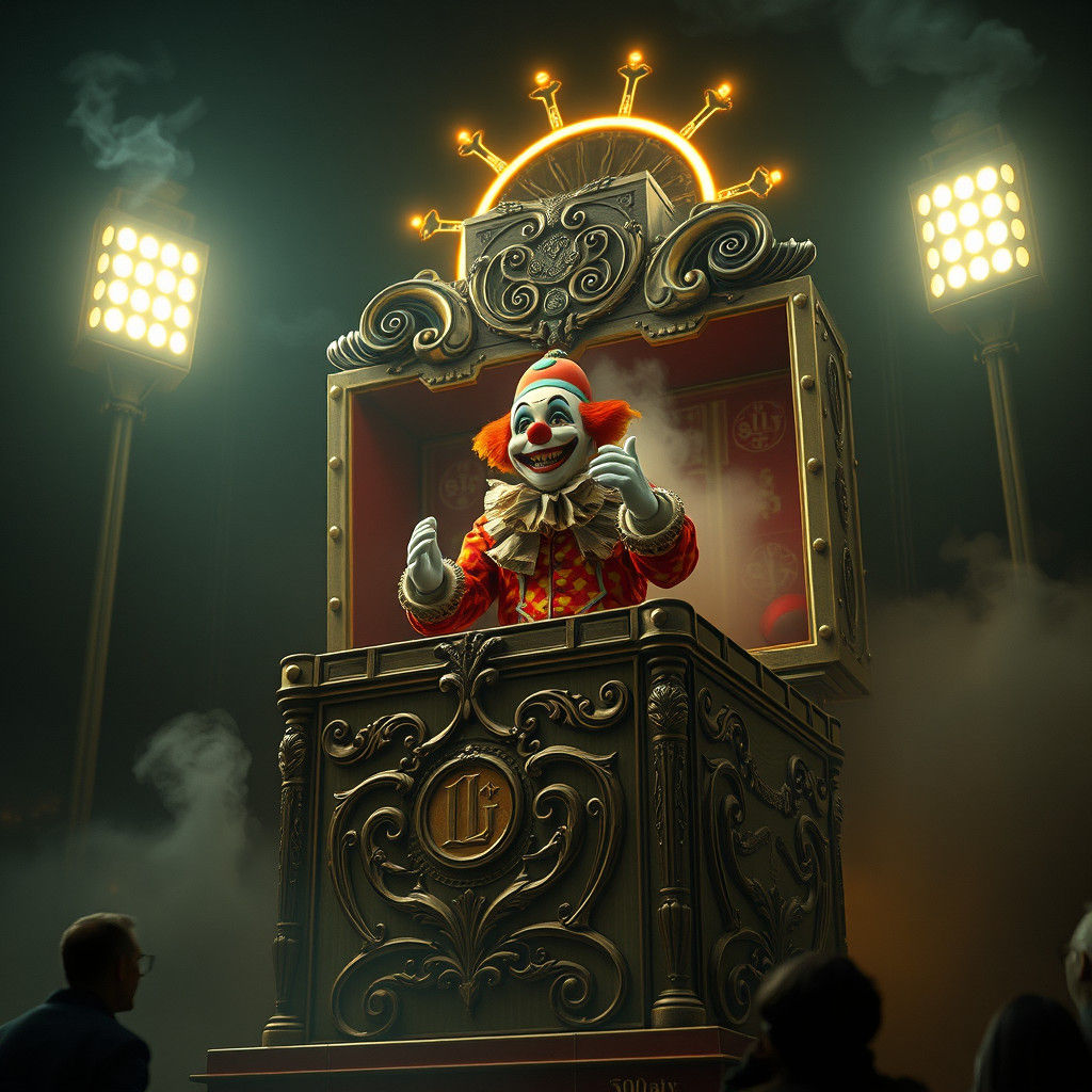 Giant Jack-in-the-Box Clown in Cinematic Realism