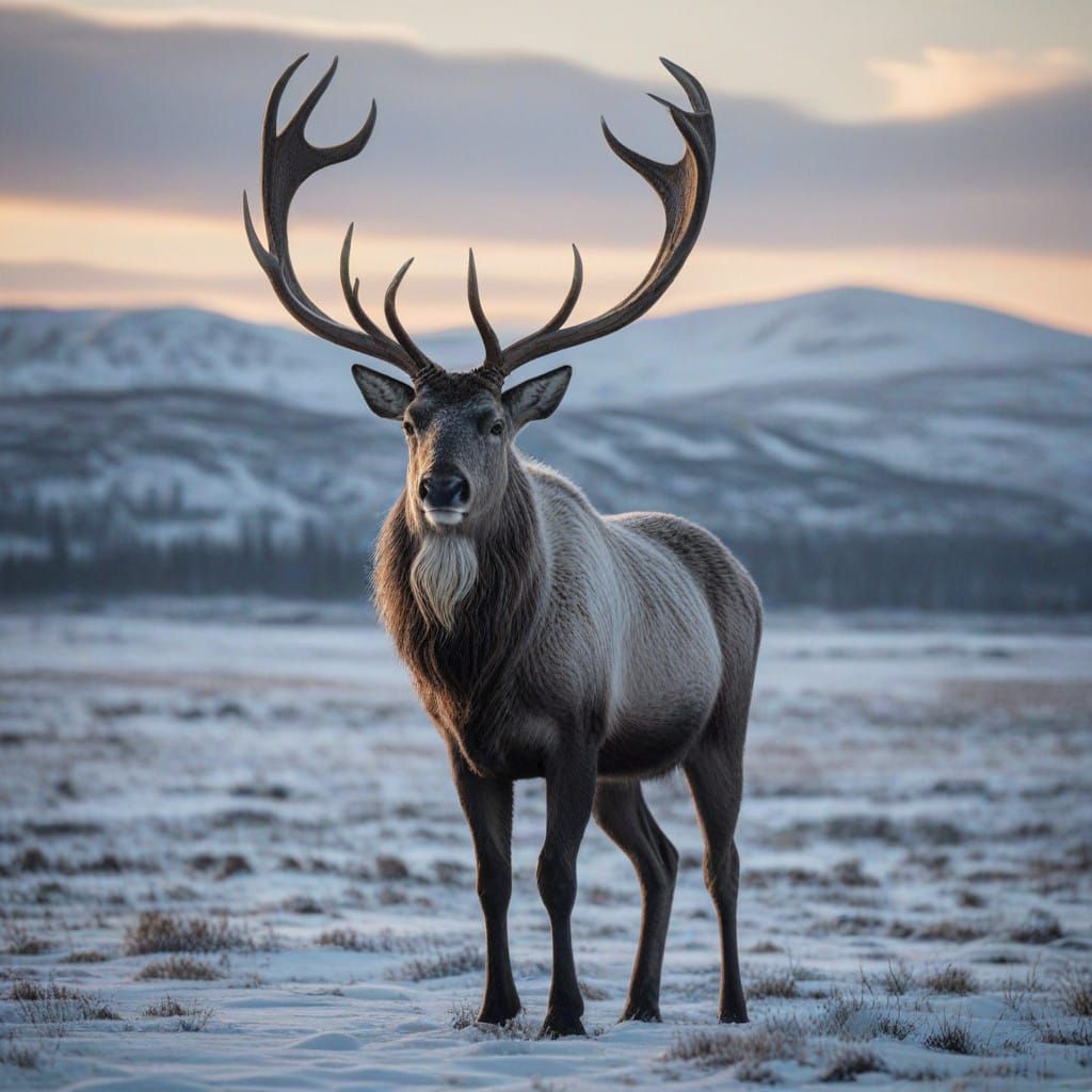 Ethereal Ice Reindeer in a Frozen Landscape