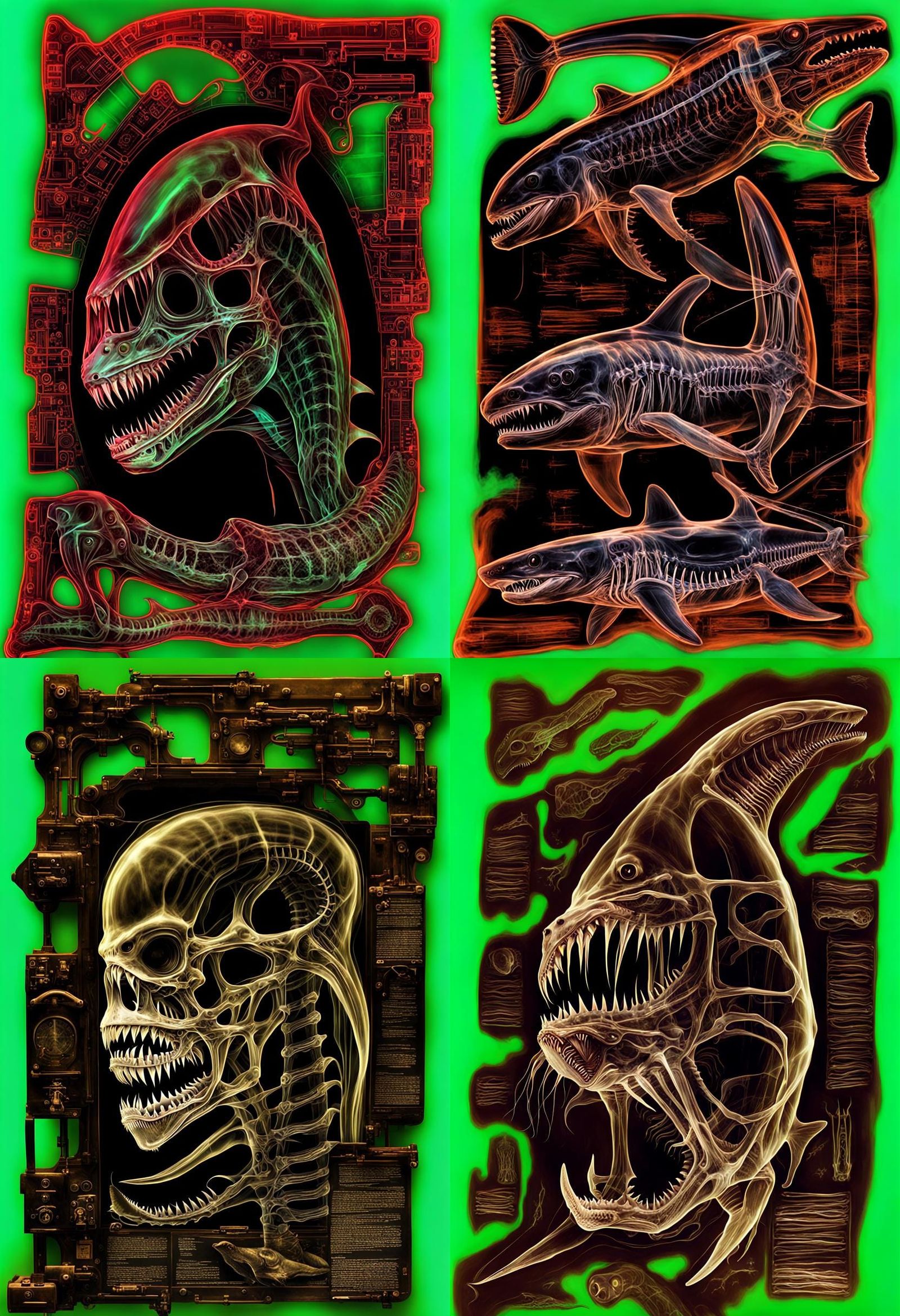 X-Ray of a Xenomorph Shark in Biomechanical Style