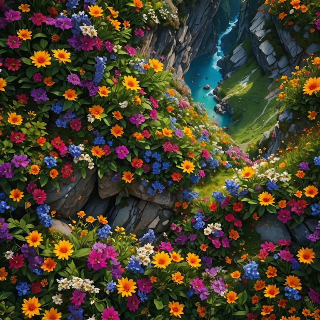 Flowers by the cliff