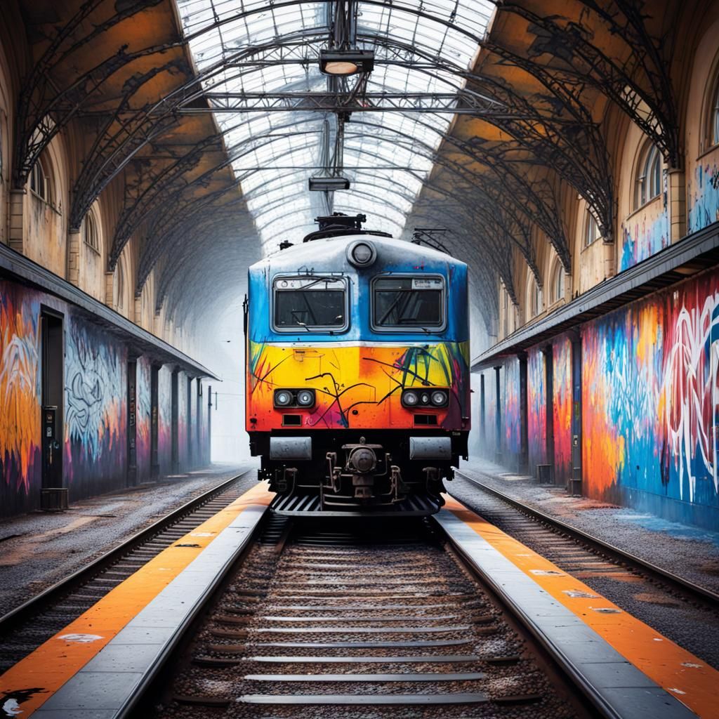 Prague Train Station Graffiti Art in Splash Style