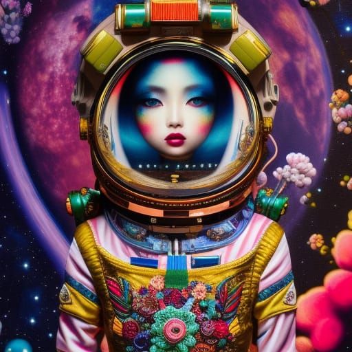 Fashion Astronaut in Rococo Fantasy Style