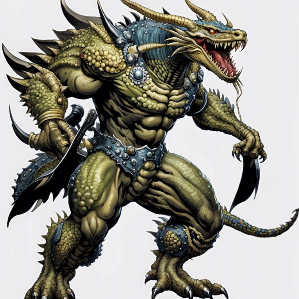 Human Crocodile Crab Chimera Illustration