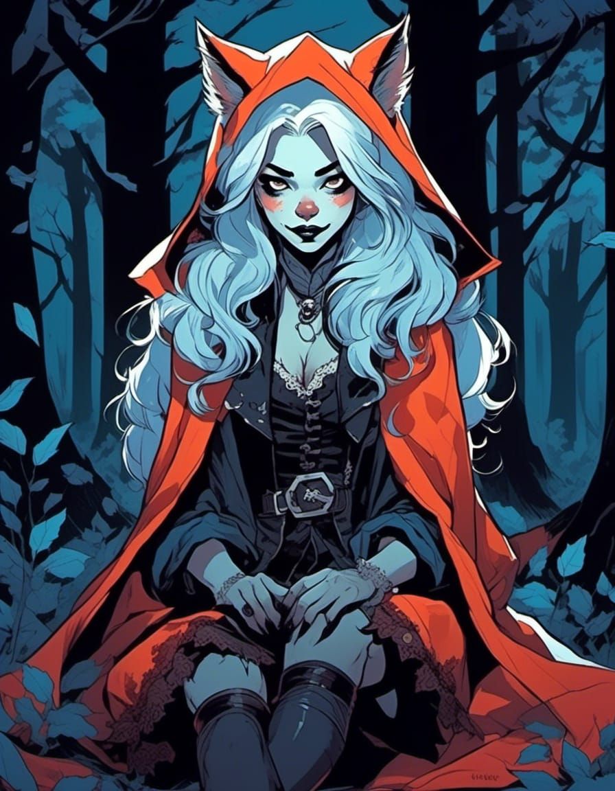 Werewolf Hybrid Portrait in Gothic Comic Style