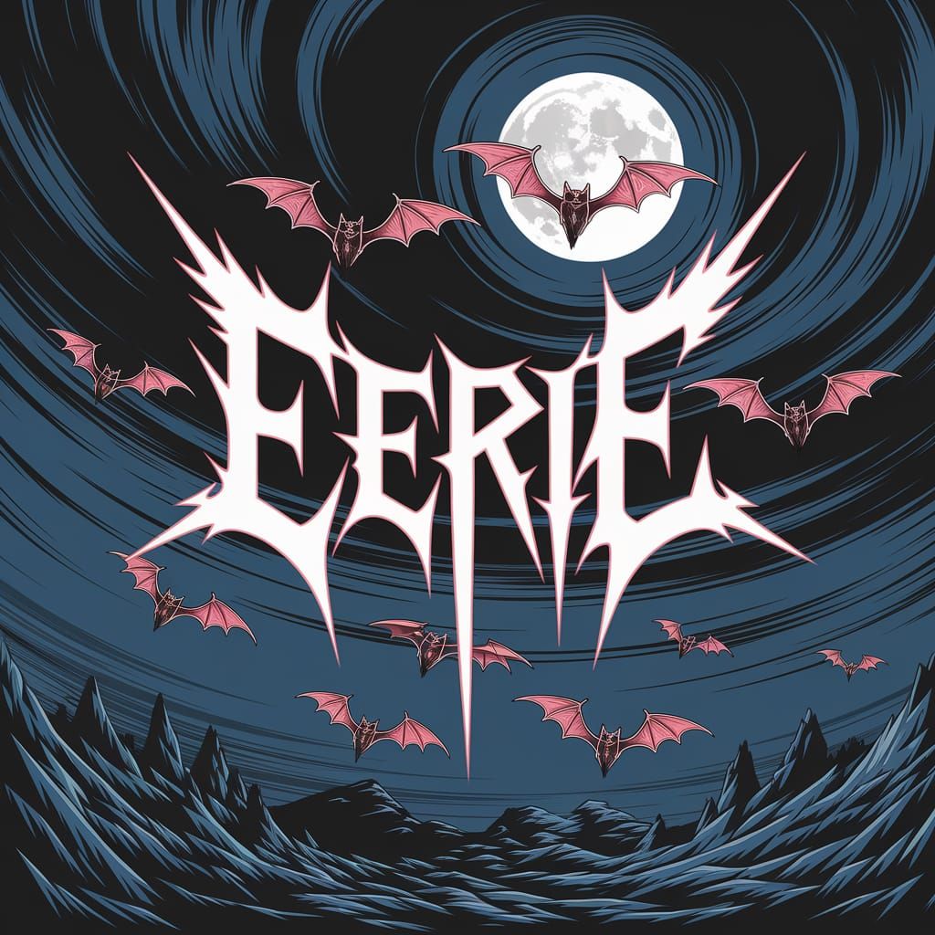 Ominous Death Metal Band Logo in Ice Pink and Dark Blue