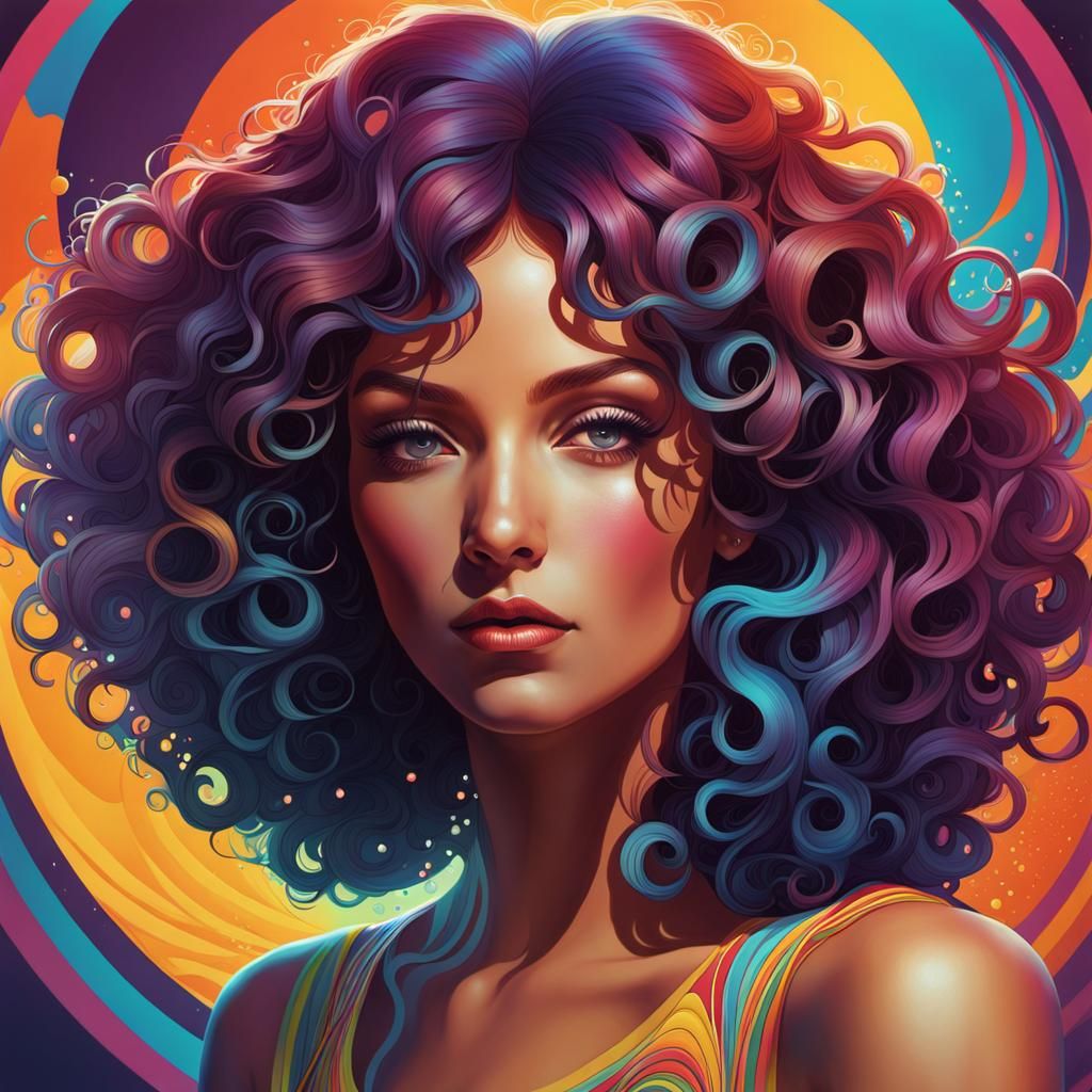 Psychedelic 70s Portrait of a Woman