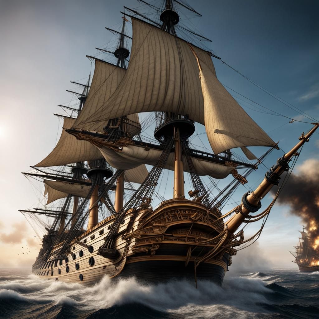 HMS Victory Broadside: Detailed Matte Painting