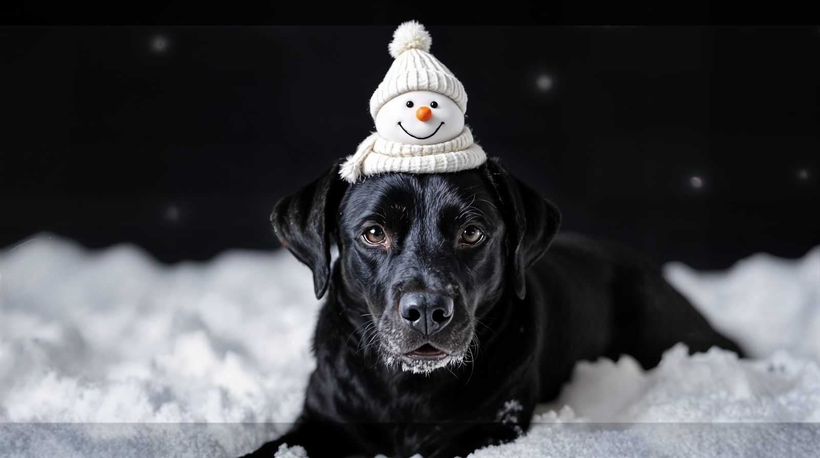 Whimsical Winter Canine Companion in Playful Snow Scene