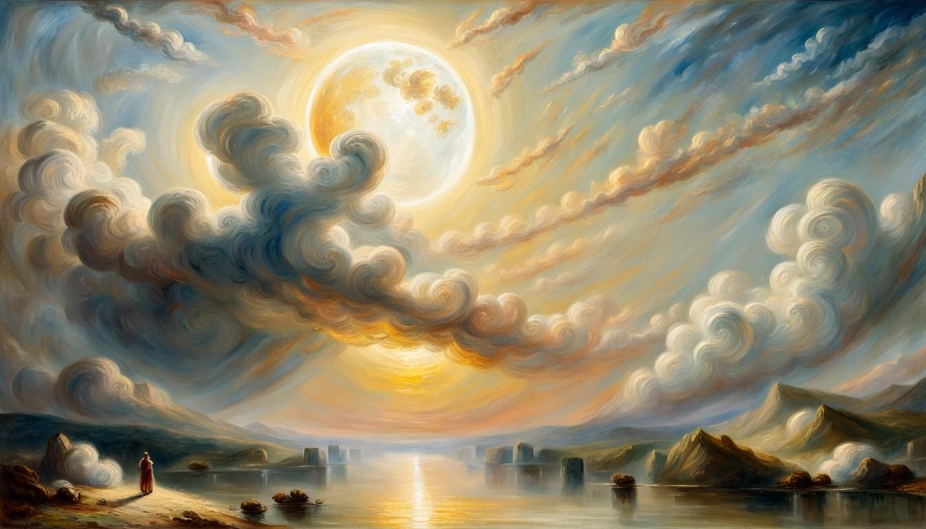 Figure Carrying the Moon: Oil Painting