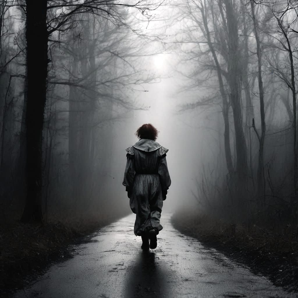 Eerie Rural Encounter in Haunting Landscape