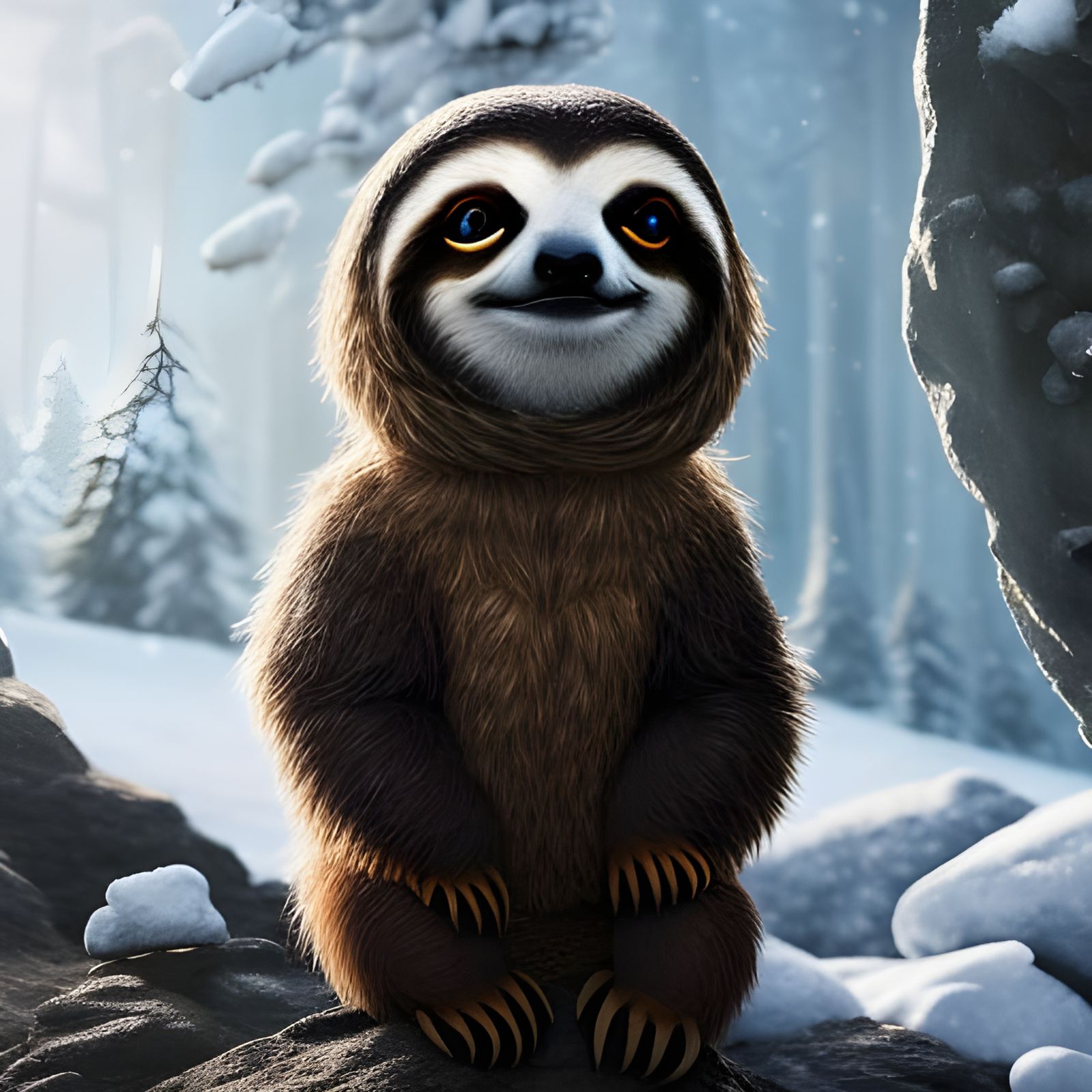 Sloth Adventurer on a Winter's Day