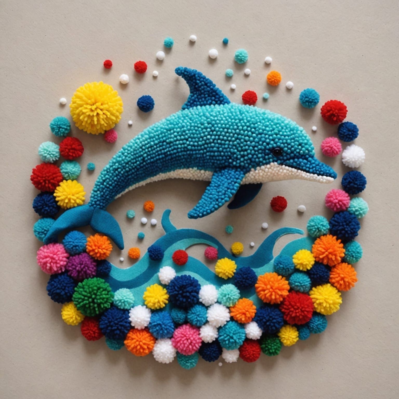 Pom Pom Dolphin in Pom Pom Ocean Landscape