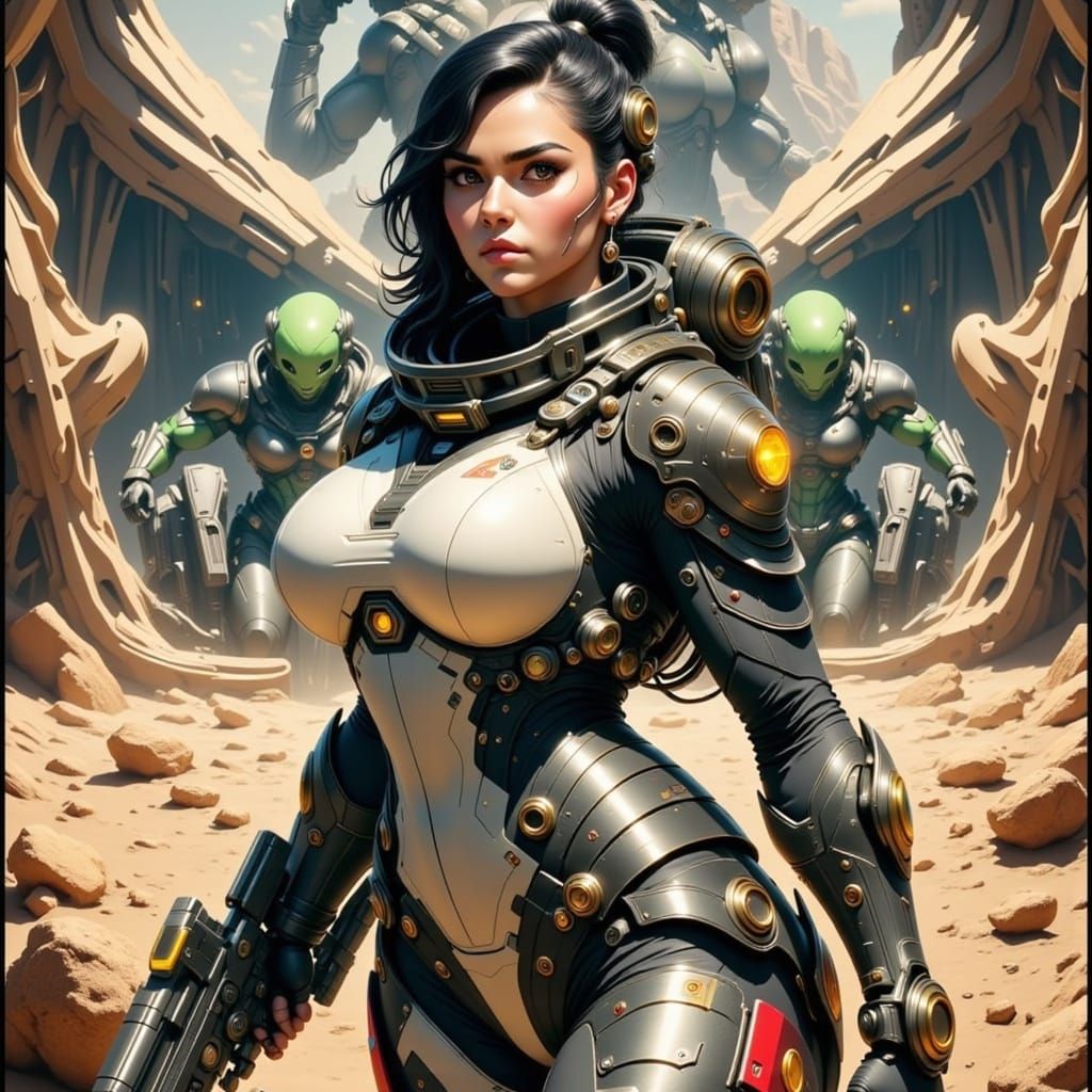 Powerful Curvy Female Astronaut Battles Venutian Aliens in A...