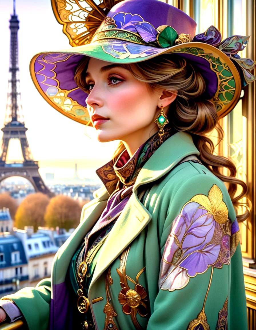 Paris Tower Balcony View: Hyperdetailed Digital Art