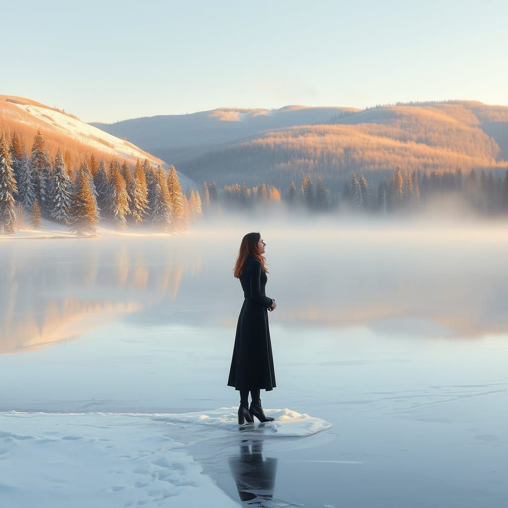 Tranquil Winter Scene in Impressionist Style