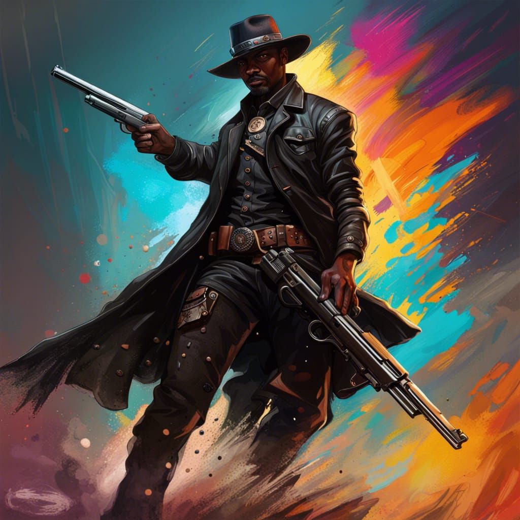 Hyperrealistic Black Gunslinger Concept Art