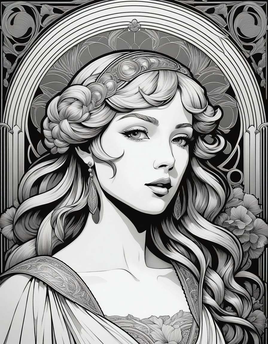 coloring book, art nouveau, screen tearing