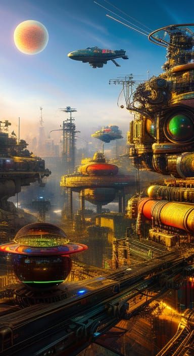 Futuristic fantasycore clockpunk biopunk dieselpunk intricat...