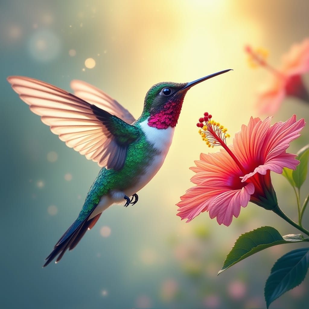 Hummingbird Spirit in Watercolor Style