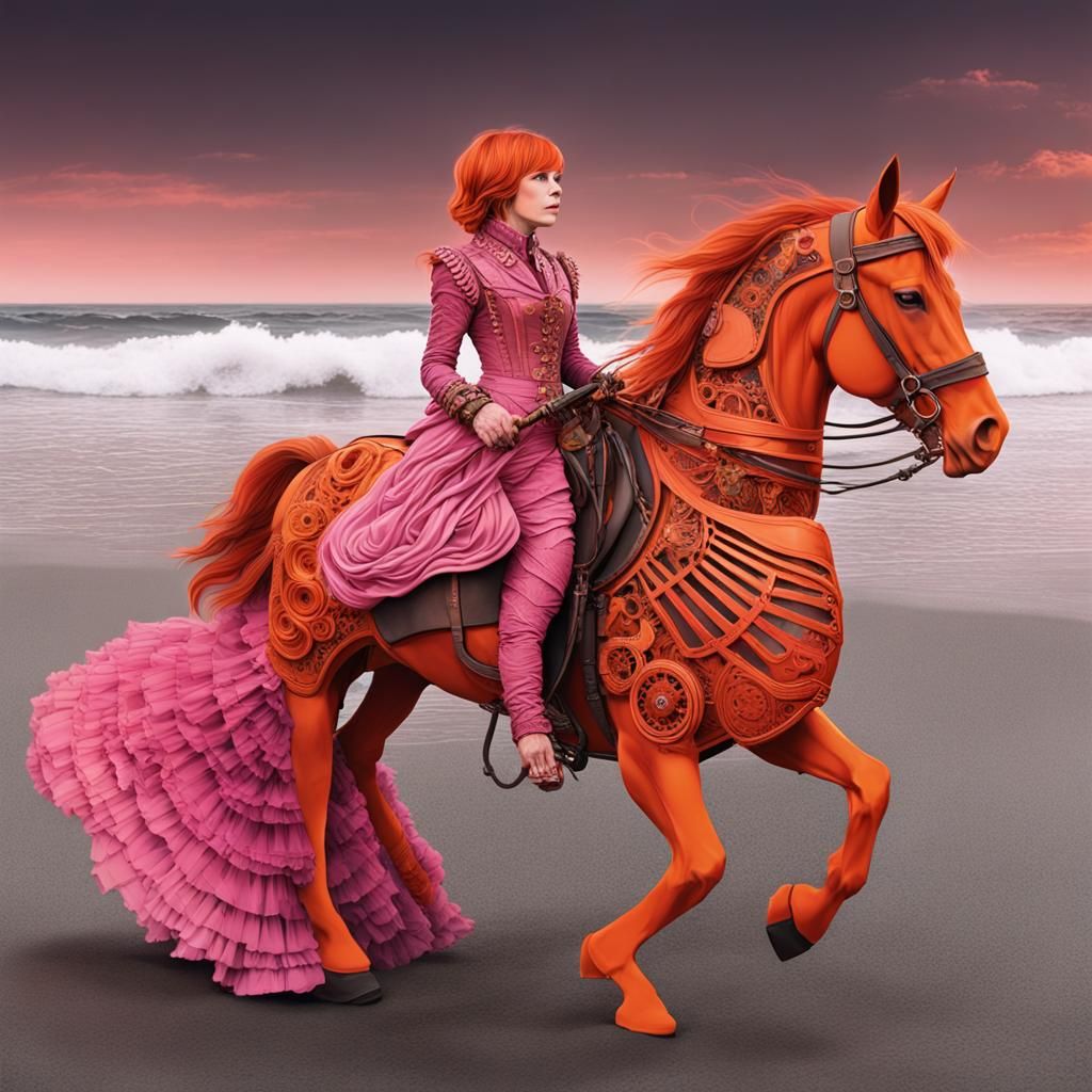 Steampunk Fairy on California Beach in Hyperrealism