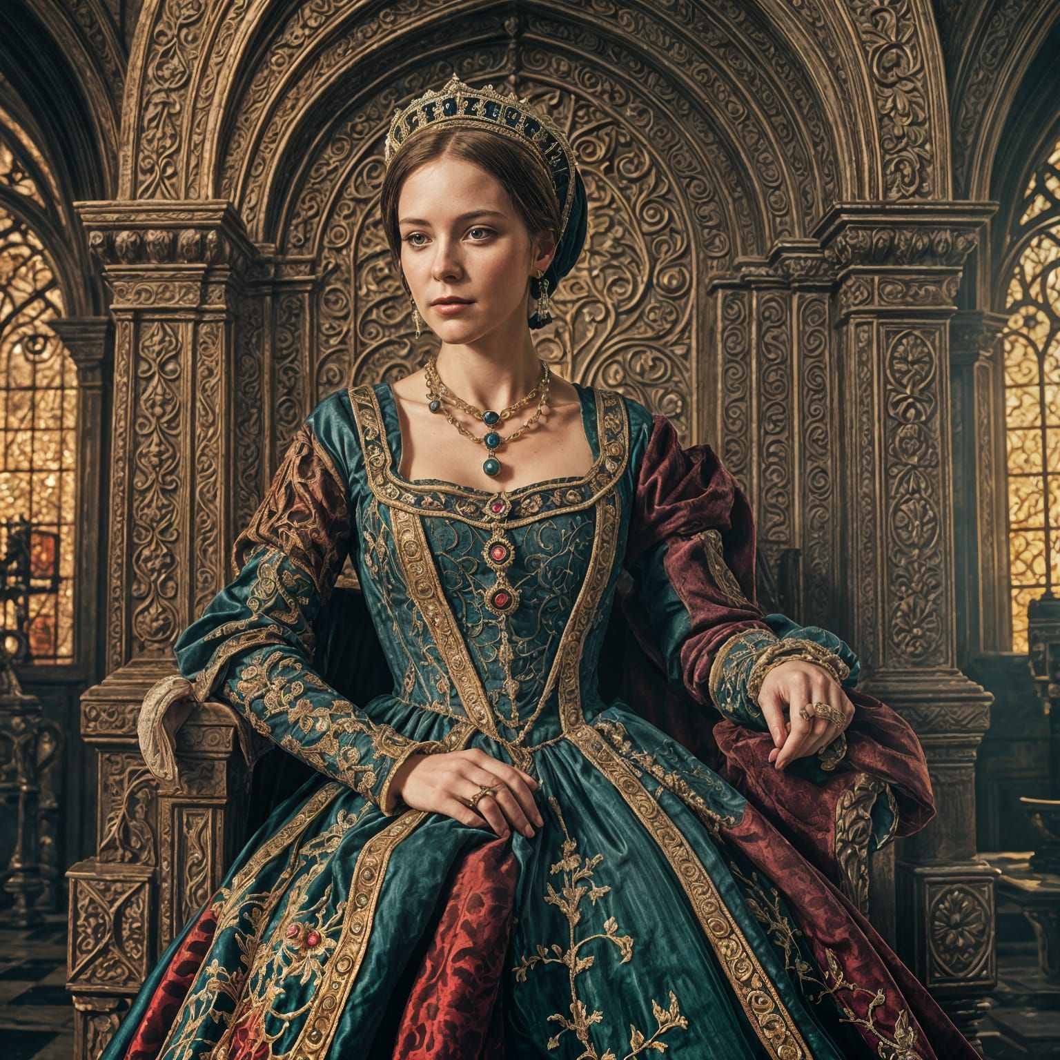 Anne Boleyn Portrait in Tudor Style