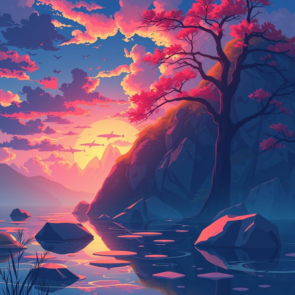 Vibrant Anime Scene in Cinematic Style