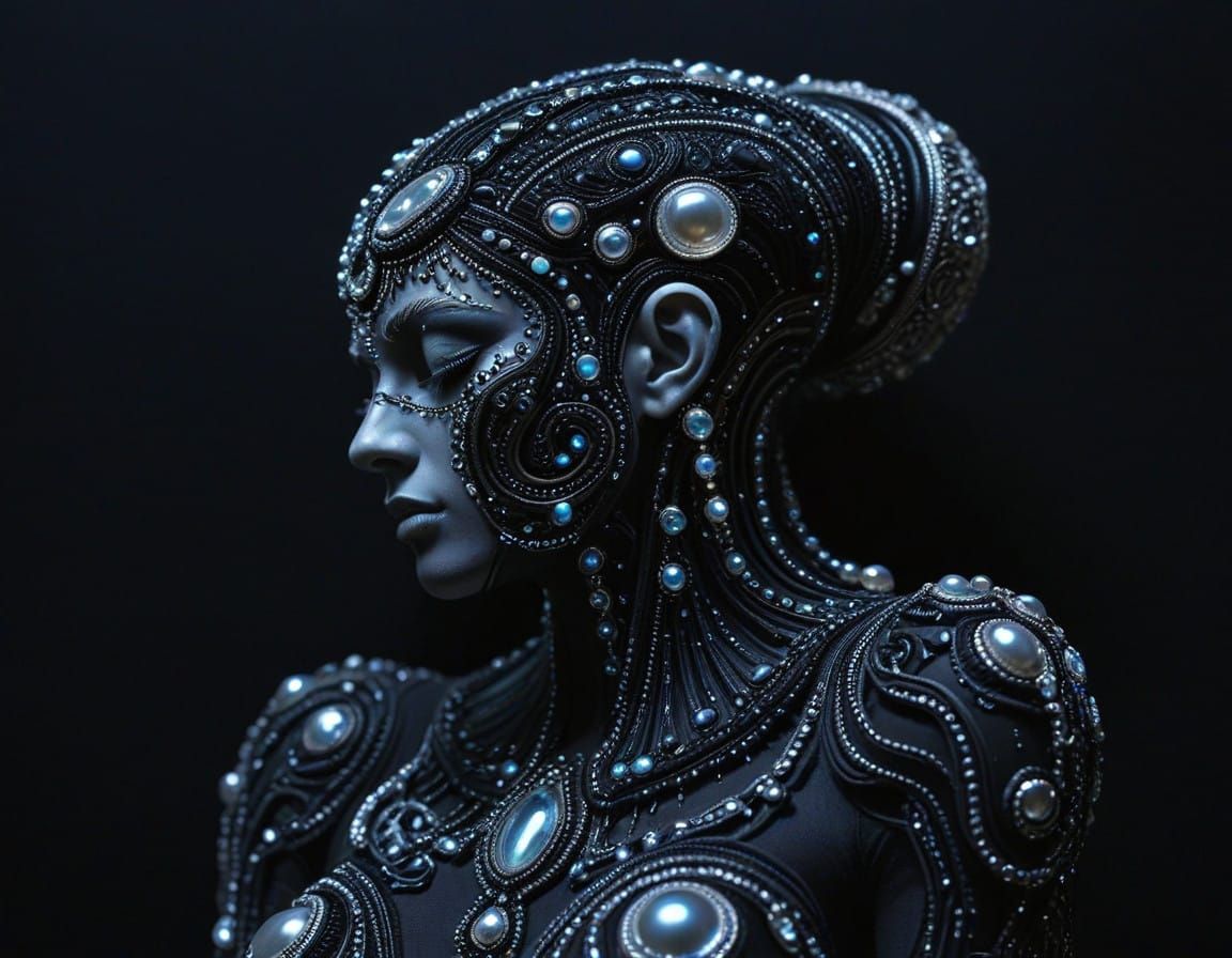 Kalisions of Marash Embroidered Soutache in Broken Electrical Moonlight