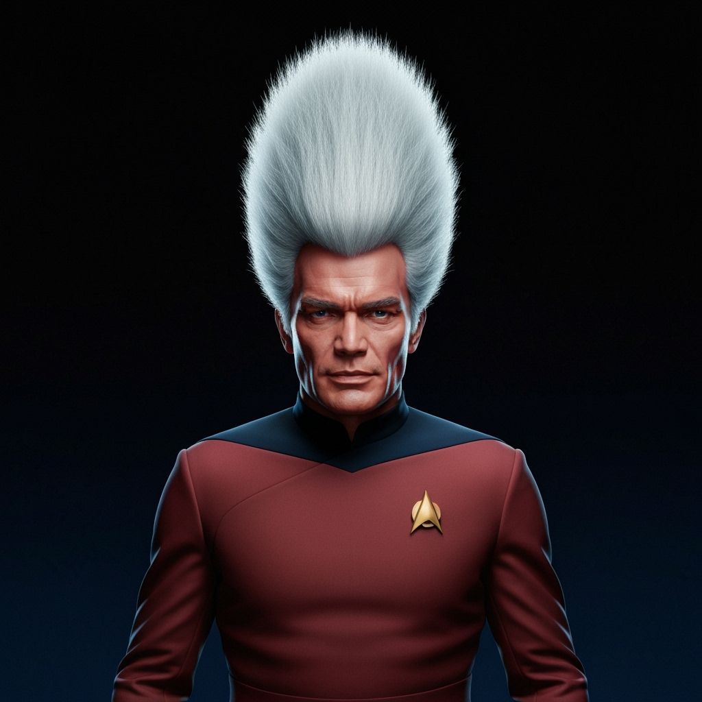 Captain Pike's Gigantic Hairstyle in Digital Art Style