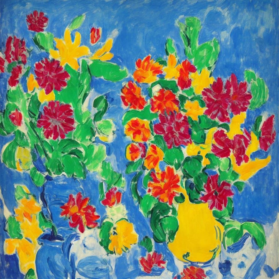 Fauvist Floral Still Life in Matisse Style