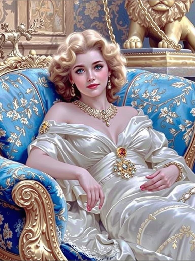 Whimsical Young Girl in a Vintage Armchair