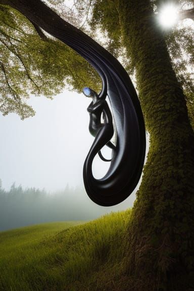 Mantis-Human Hybrid in Mycelium Network, Digital Art