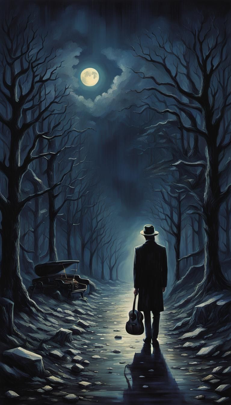 Dark Image of Bowed Head with Maniacal Eyes