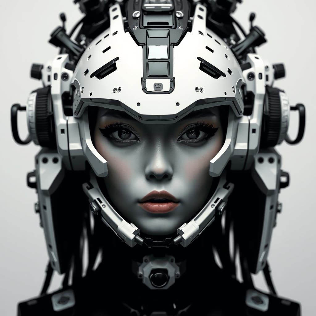 Futuristic Woman in Robotic Headgear: Steelpunk Style