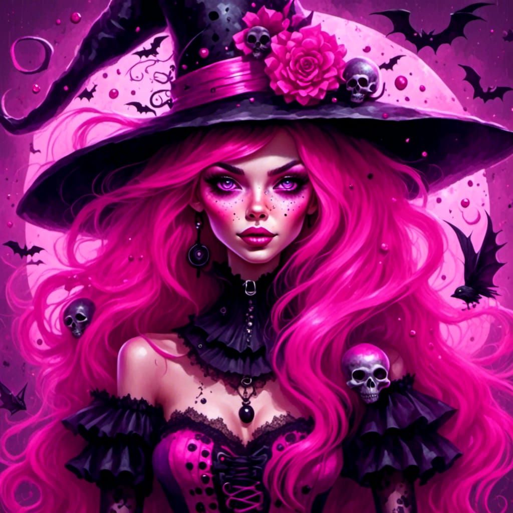 Whimsical Witch Portrait in Digital 3D Painting Style