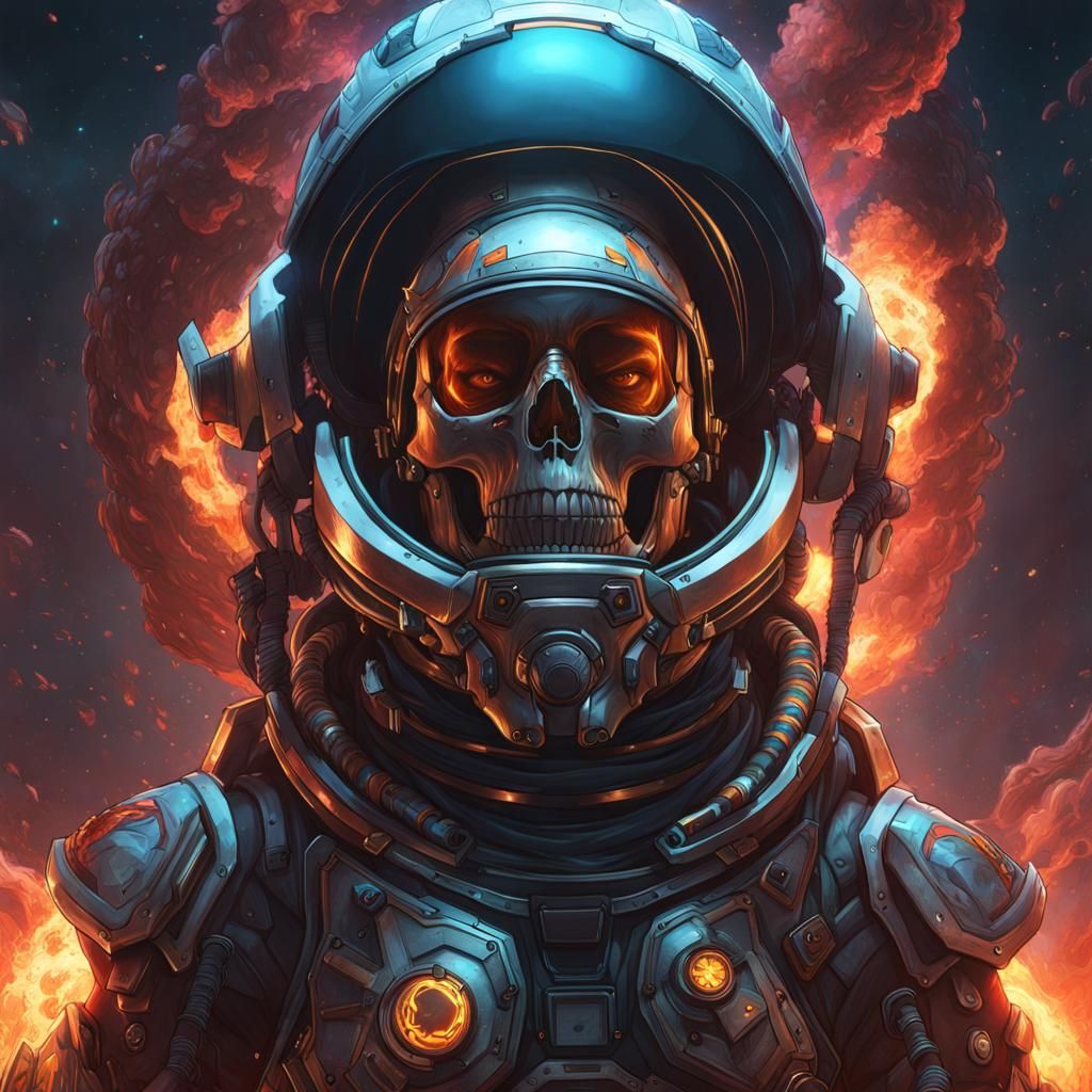 Burning Undead Astronaut Portrait in Unreal Engine 5