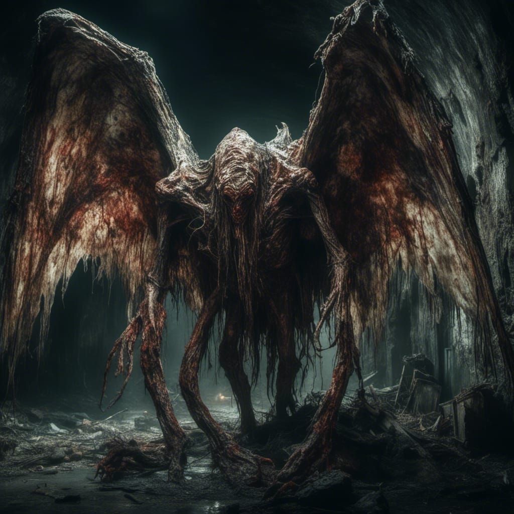 Lovecraftian Horror: Giant Corpse Monster in Cavern