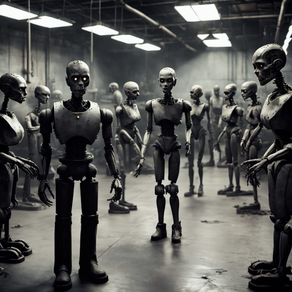 Dystopian Factory: Humans Creating AI Humans