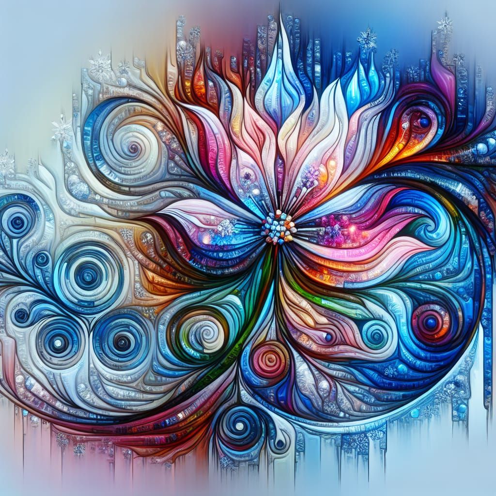 Kintsugi Ice Soul: Radiant Night Flowers in Spirograph